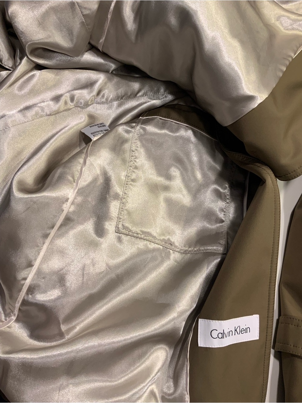 Calvin Klein Tan Trench Coat with Belt - Picture 13 of 16
